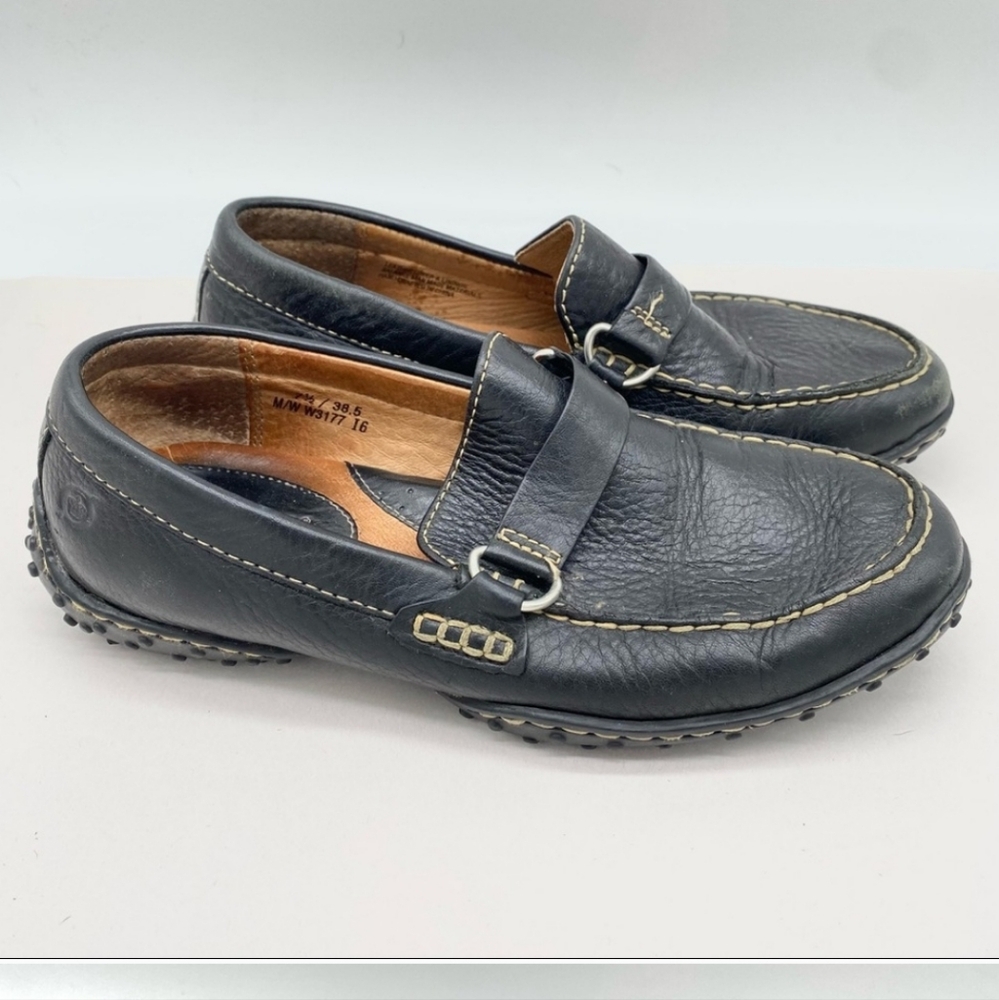 Born Black Leather Womans Loafers Size 7.5